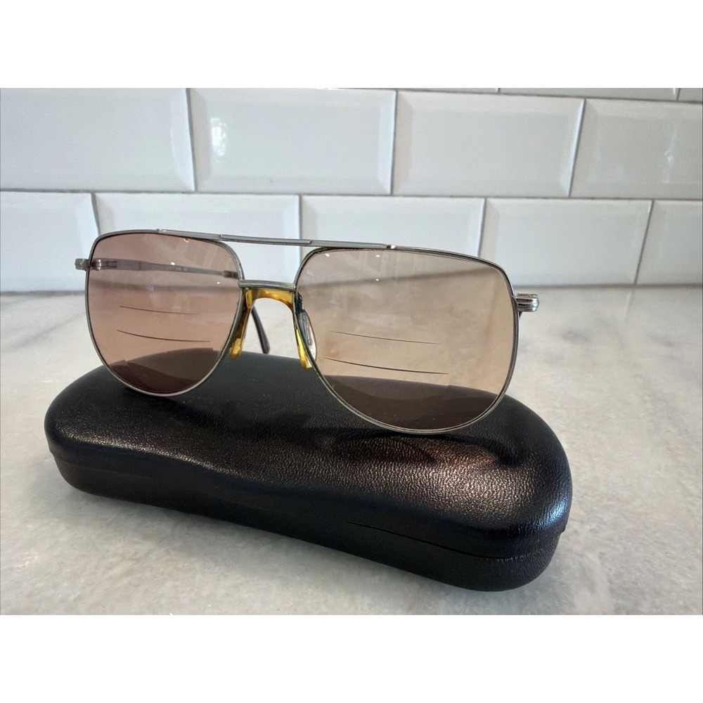 Vintage Stetson Zyloware 064 Silver Metal Pilot Sunglasses FRAMES ONLY With Case